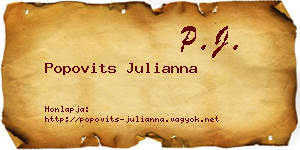 Popovits Julianna névjegykártya